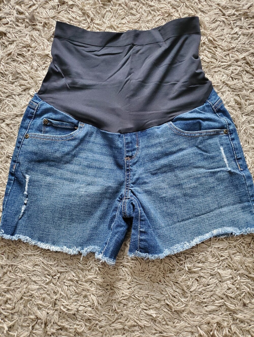 Sonoma Blue Denim Maternity Shorts with Stretch Panel